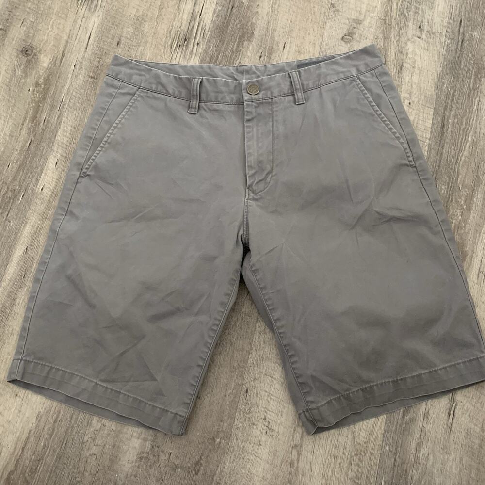 Bonobos Chino Shorts Mens 32 Gray 11” Inseam Flat Front Classic Washed Twill